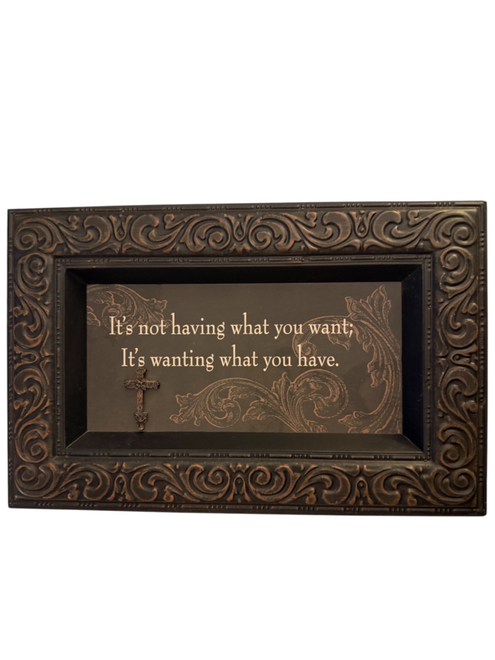 Kirklands Brown Ornate Framed Inspirational Quote Art